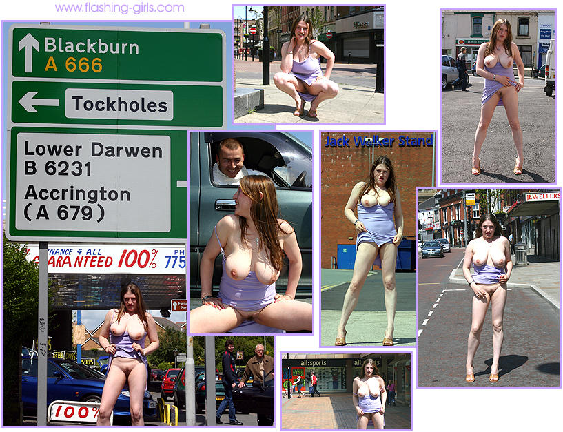 Rachel flashing in Blackburn British public nudity